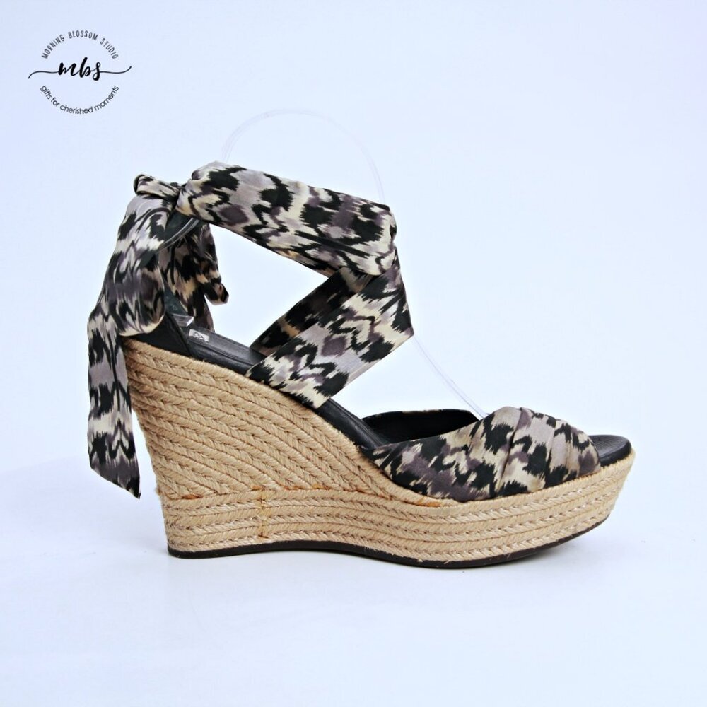 Ugg Lucianna Open Toe Platform Wedge Sandals Blac… - image 8